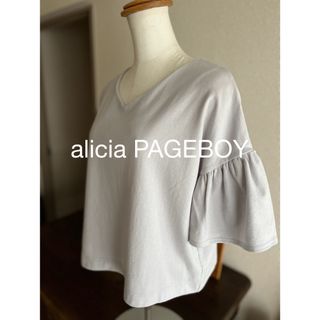 ページボーイ(PAGEBOY)のalicia PAGEBOY アリシアページボーイ　袖フリルカットソー　Vネック(カットソー(半袖/袖なし))