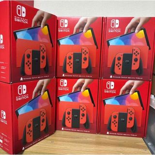 ニンテンドースイッチ(Nintendo Switch)の有機 EL Switch マリオレッド　6台  ホワイト6台 　(家庭用ゲーム機本体)