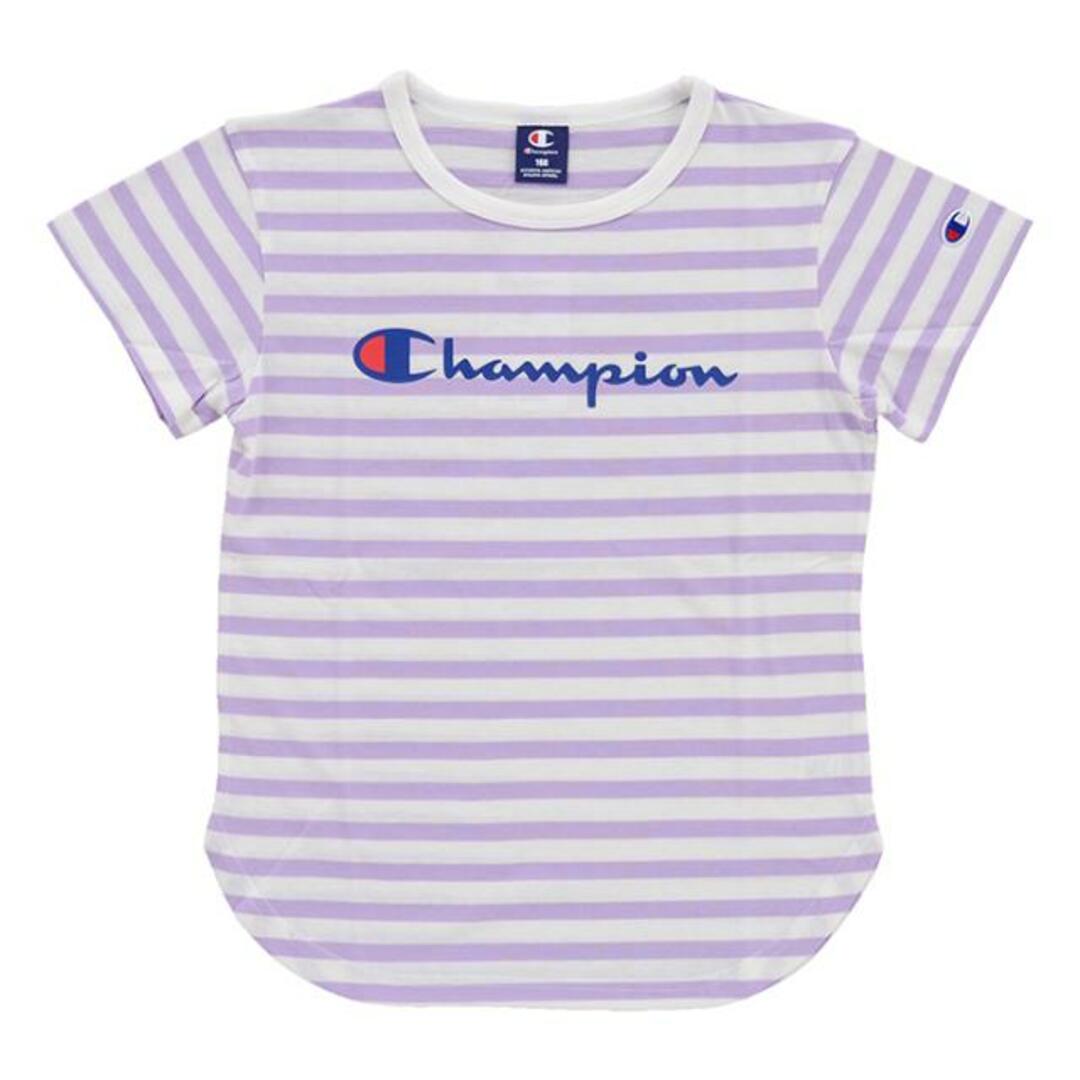 Champion(チャンピオン)の【2色展開】Champion チャンピオン キッズ Tシャツ CJ4245 08 / CJ4245 32 ホワイト×ブラック / ホワイト×ラベンダー キッズ  ボーダー 1.ホワイト×ブラック キッズ/ベビー/マタニティのキッズ服女の子用(90cm~)(Tシャツ/カットソー)の商品写真