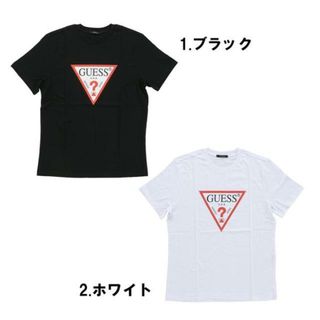 ゲス(GUESS)の【メール便】【2色展開】GUESS ゲス Tシャツ MJ2K9405K BLK / MJ2K9405K WHT ブラック / ホワイト メンズ トップス 半袖 クルーネック ロゴ プリント 黒 白 レッド 赤 コットン 綿 トライアングル 三角 otr3240 1.ブラック(Tシャツ/カットソー(半袖/袖なし))