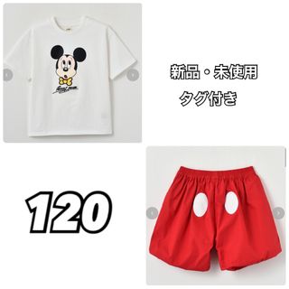 ディズニー しまむら リトシー  Littc ミッキー 半袖 上下セット 120(Tシャツ/カットソー)