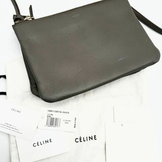 セリーヌ(celine)の【付属品完備✨】セリーヌ トリオ スモール ショルダー フィービー期 グレージュ(ショルダーバッグ)