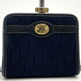 クリスチャンディオール(Christian Dior)のChristian Dior クリスチャンディオール トロッター コインケース 財布 がま口 ウォレット ミニ財布 ネイビー キャンバス レディース 小物 USED 【中古】(コインケース)