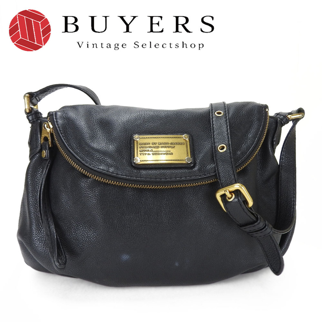 MARC BY MARC JACOBS(マークバイマークジェイコブス)の【中古】 マークバイマークジェイコブス ショルダーバッグ クラシックキュー M3PE085 80001 レザー ブラック - ゴールド金具 斜め掛け レディース 女性 MARC BY MARC JACOBS レディースのバッグ(ショルダーバッグ)の商品写真