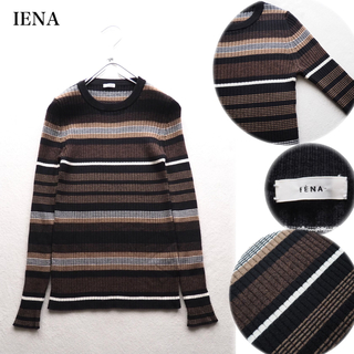 イエナ(IENA)のIENA 6x3 リブクルーネックプルオーバー ボーダーニット ウール 長袖(ニット/セーター)