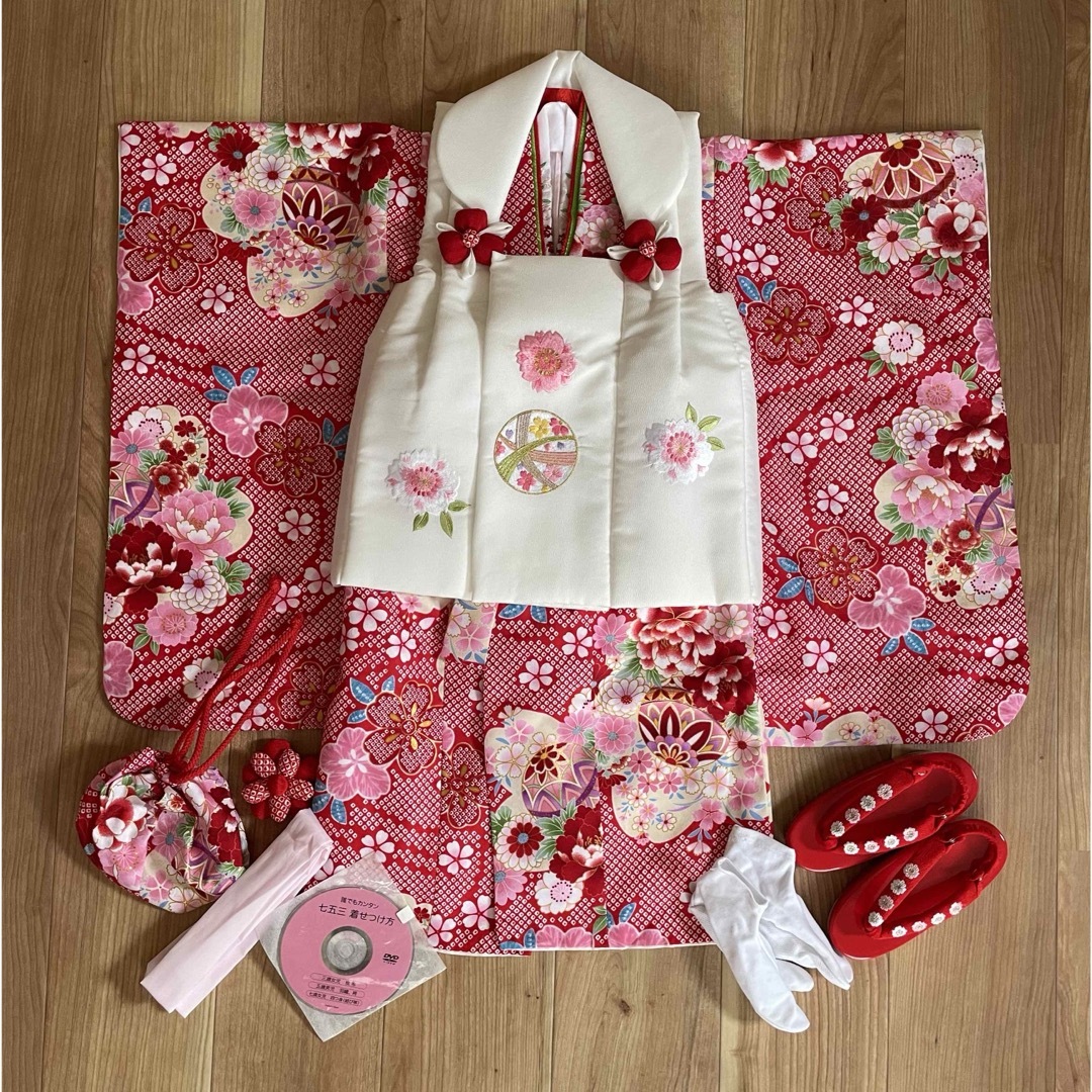 七五三　3歳女の子　着物セット キッズ/ベビー/マタニティのキッズ服男の子用(90cm~)(和服/着物)の商品写真