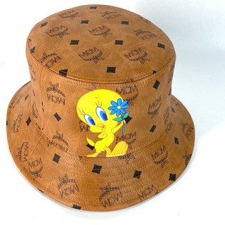 エムシーエム(MCM)のエムシーエム MCM ヴィセトス トゥイーティー Tweety looney toons ルーニー・テューンズ ハット帽 帽子 バケットハット ボブハット ハット レザー ブラウン 未使用(ハット)