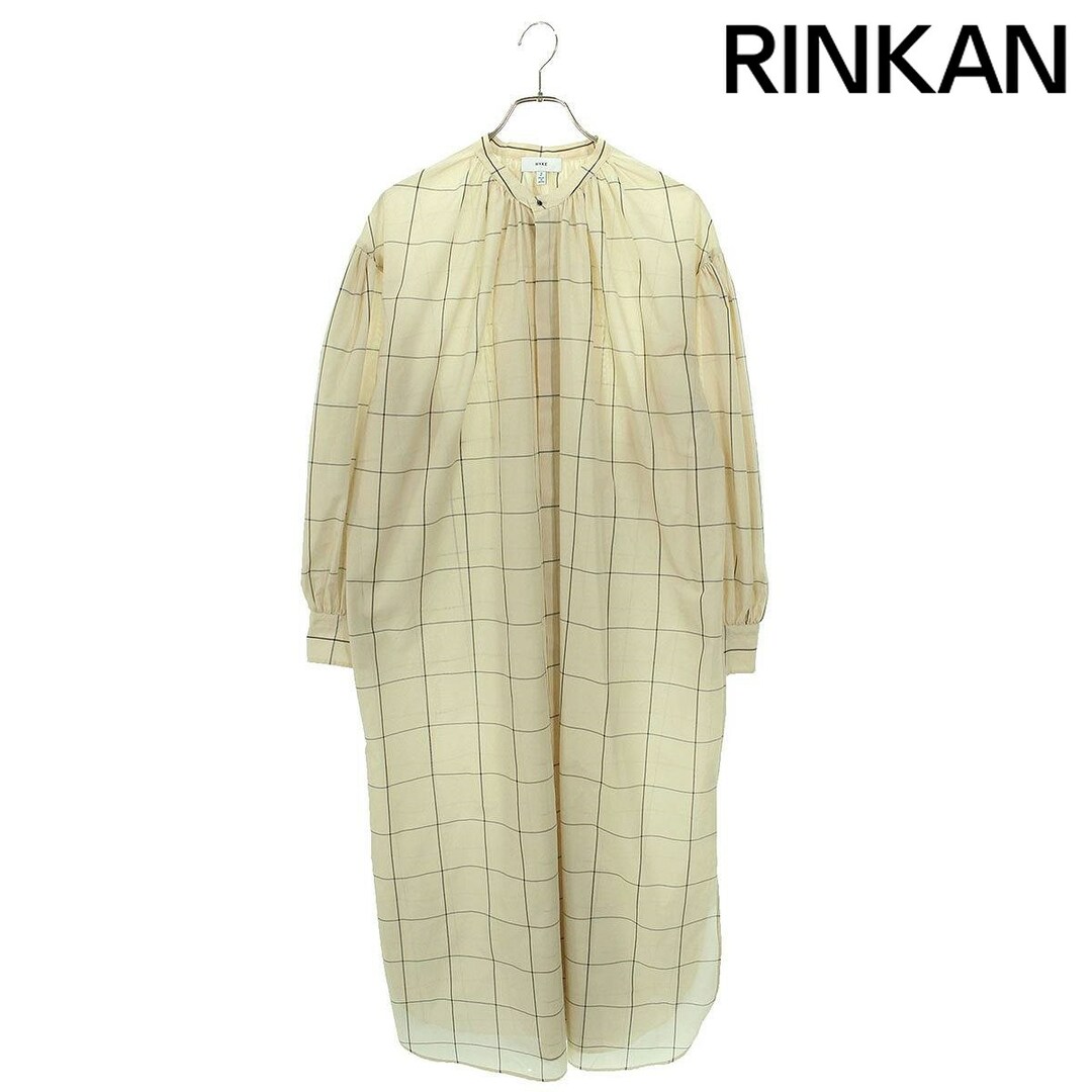 HYKE(ハイク)のハイク  221-16128 PLAID GATHER DRESS ウインドウペンチェック柄ガーゼワンピース レディース 2 レディースのワンピース(ロングワンピース/マキシワンピース)の商品写真