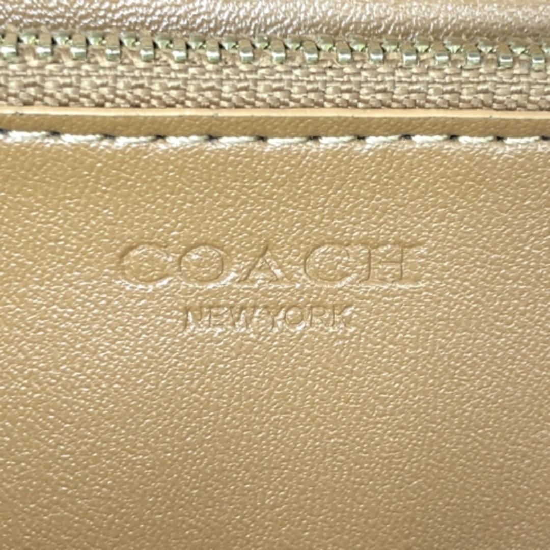 COACH(コーチ)の超美品 COACH コーチ 長財布 シグネチャー 財布 ウォレット ラウンドファスナー ブラウン ピンク PVC レザー レディース ファッション 小物 USED 【中古】 レディースのファッション小物(財布)の商品写真