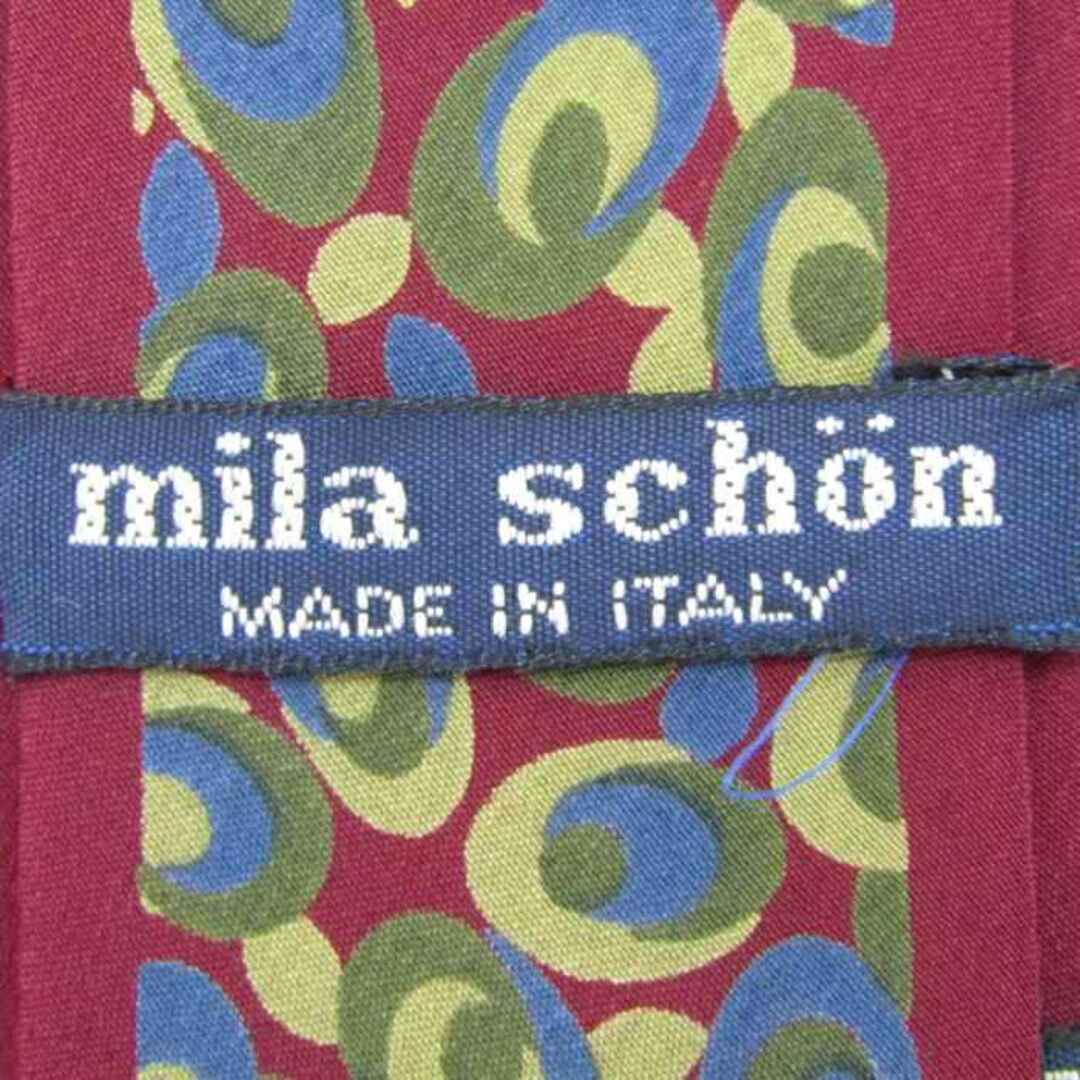 mila schon(ミラショーン)のミラショーン ブランドネクタイ ロゴ ドット パネル柄 シルク イタリア製 メンズ ワインレッド mila schon メンズのファッション小物(ネクタイ)の商品写真