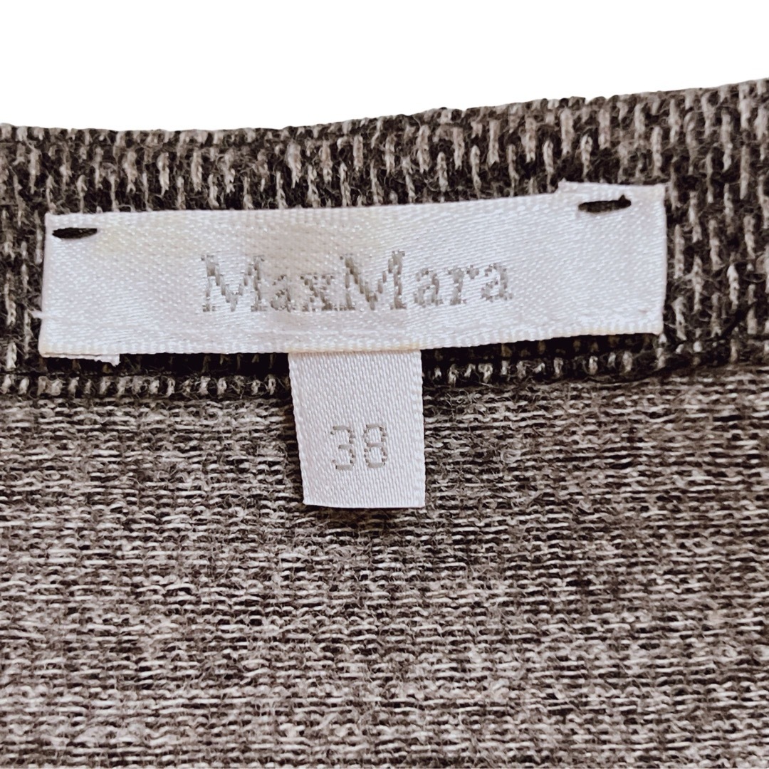 Max Mara(マックスマーラ)のマックスマーラ 白タグ ツイード ワンピース ウエストマーク ブラウン 38 レディースのワンピース(ひざ丈ワンピース)の商品写真