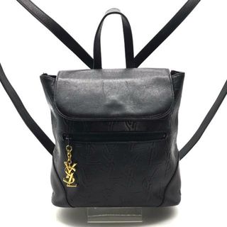 イヴサンローラン(Yves Saint Laurent)のYSL イヴサンローラン ロゴチャーム 総柄 ミニ リュック バッグ ブラック 良品 a2358(ショルダーバッグ)