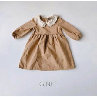 GNEE*キッズ*襟つきワンピース*ベージュ*5*90(ワンピース)