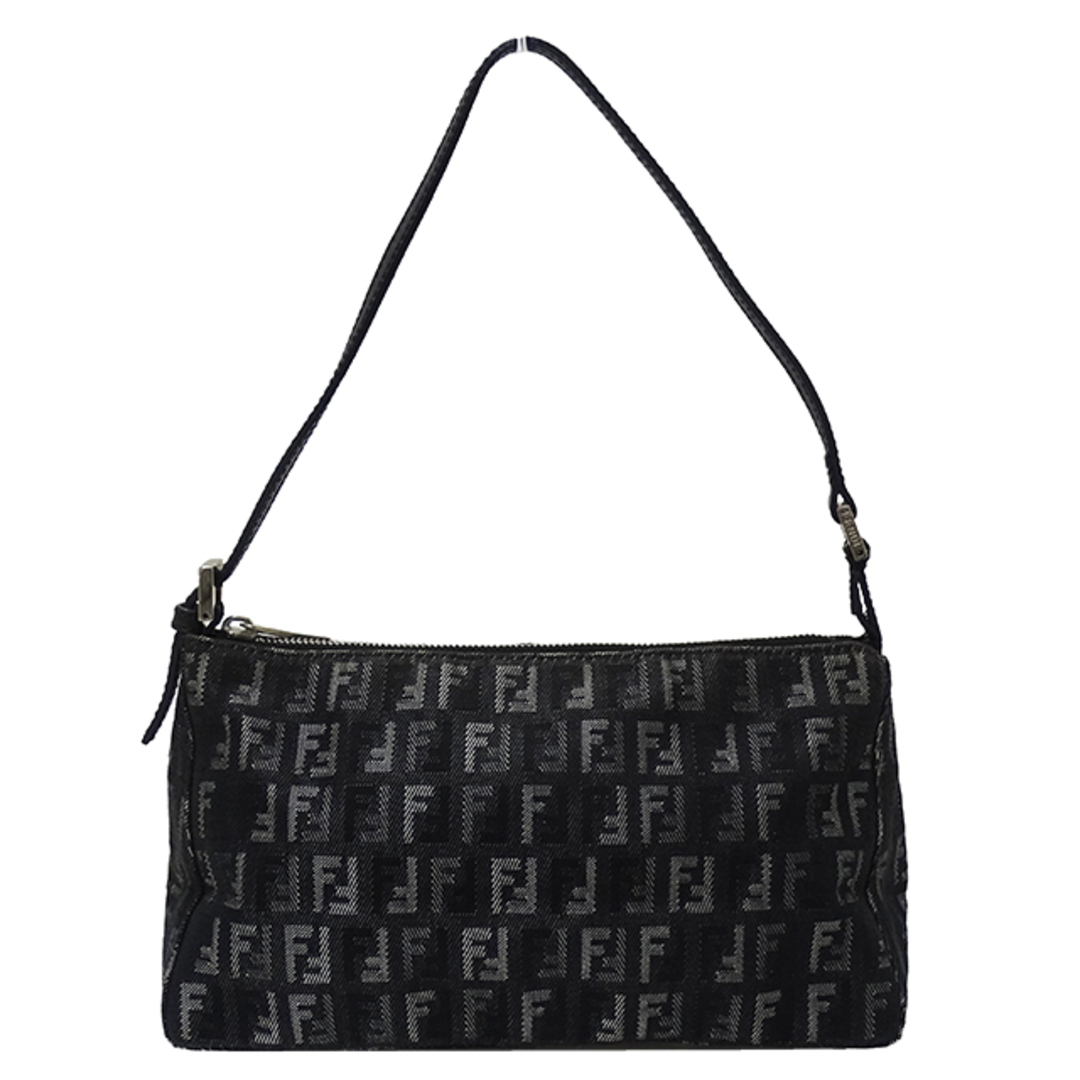 FENDI(フェンディ)のフェンディ FENDI バッグ レディース ブランド ズッキーノ ショルダーバッグ ブラック グレー 8BR267 ワンショルダー 小さめ コンパクト おしゃれ おでかけ 黒 【中古】 レディースのバッグ(ショルダーバッグ)の商品写真