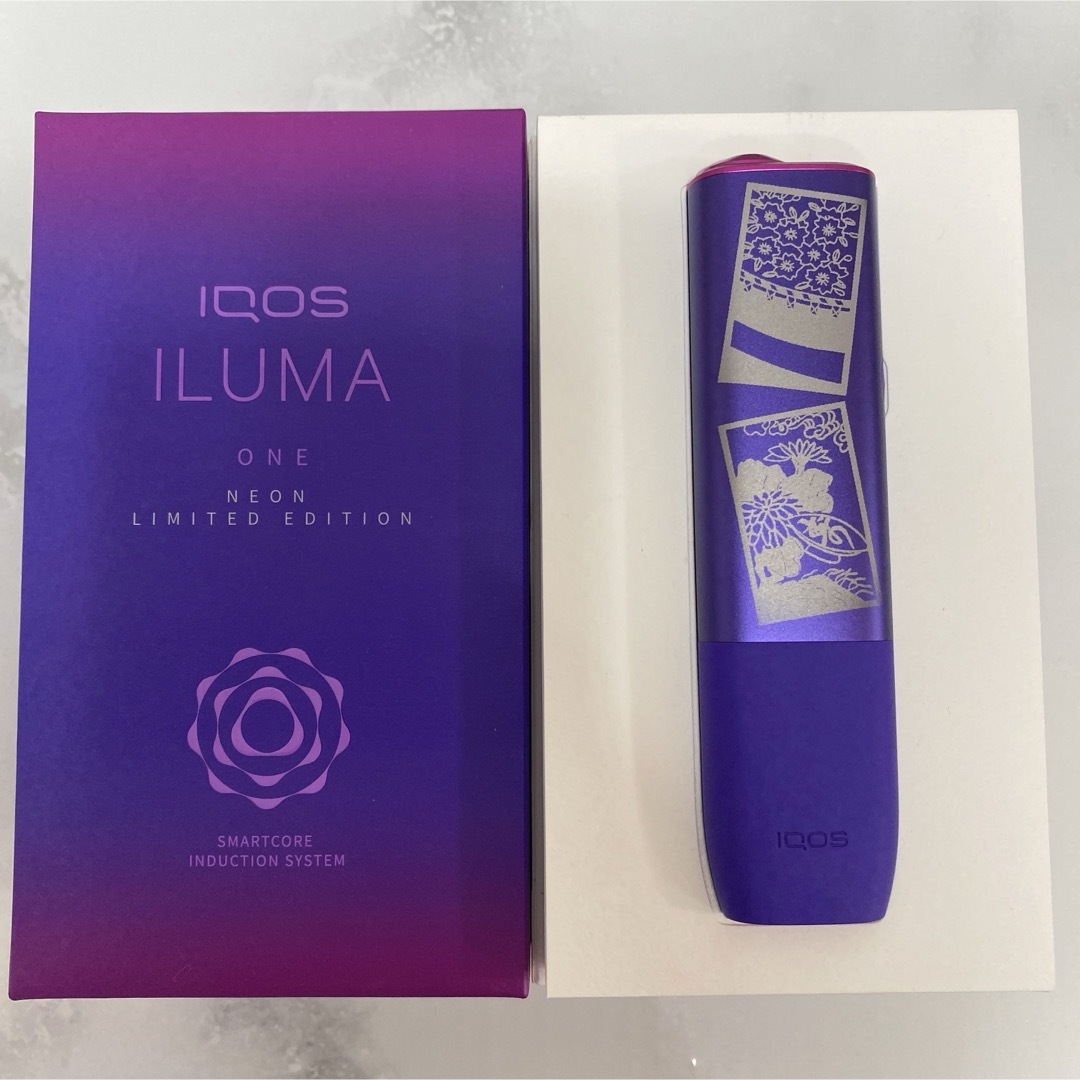 IQOS(アイコス)のiQOS ILUMA ONE イルマワン 加工 花札 月見酒 花見酒 ネオン 紫 メンズのファッション小物(タバコグッズ)の商品写真