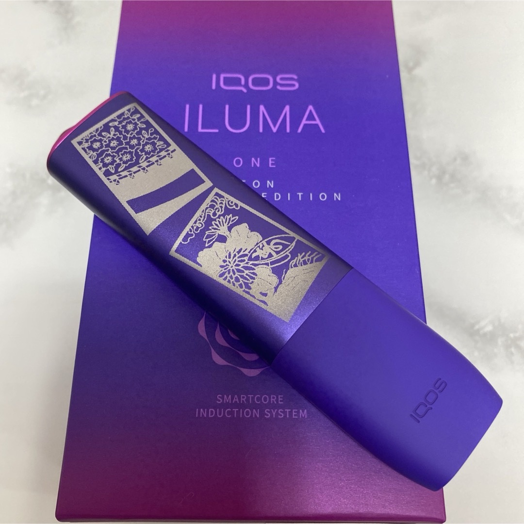 IQOS(アイコス)のiQOS ILUMA ONE イルマワン 加工 花札 月見酒 花見酒 ネオン 紫 メンズのファッション小物(タバコグッズ)の商品写真