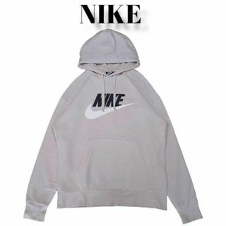 ナイキ(NIKE)のNIKE スウェットパーカー ビッグロゴ ナイキ ベージュ ビッグプリント古着(パーカー)