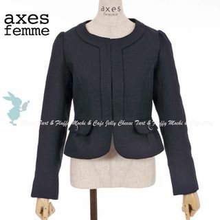 axes femme - axes femme パイピングツイードジャケット 紺 L