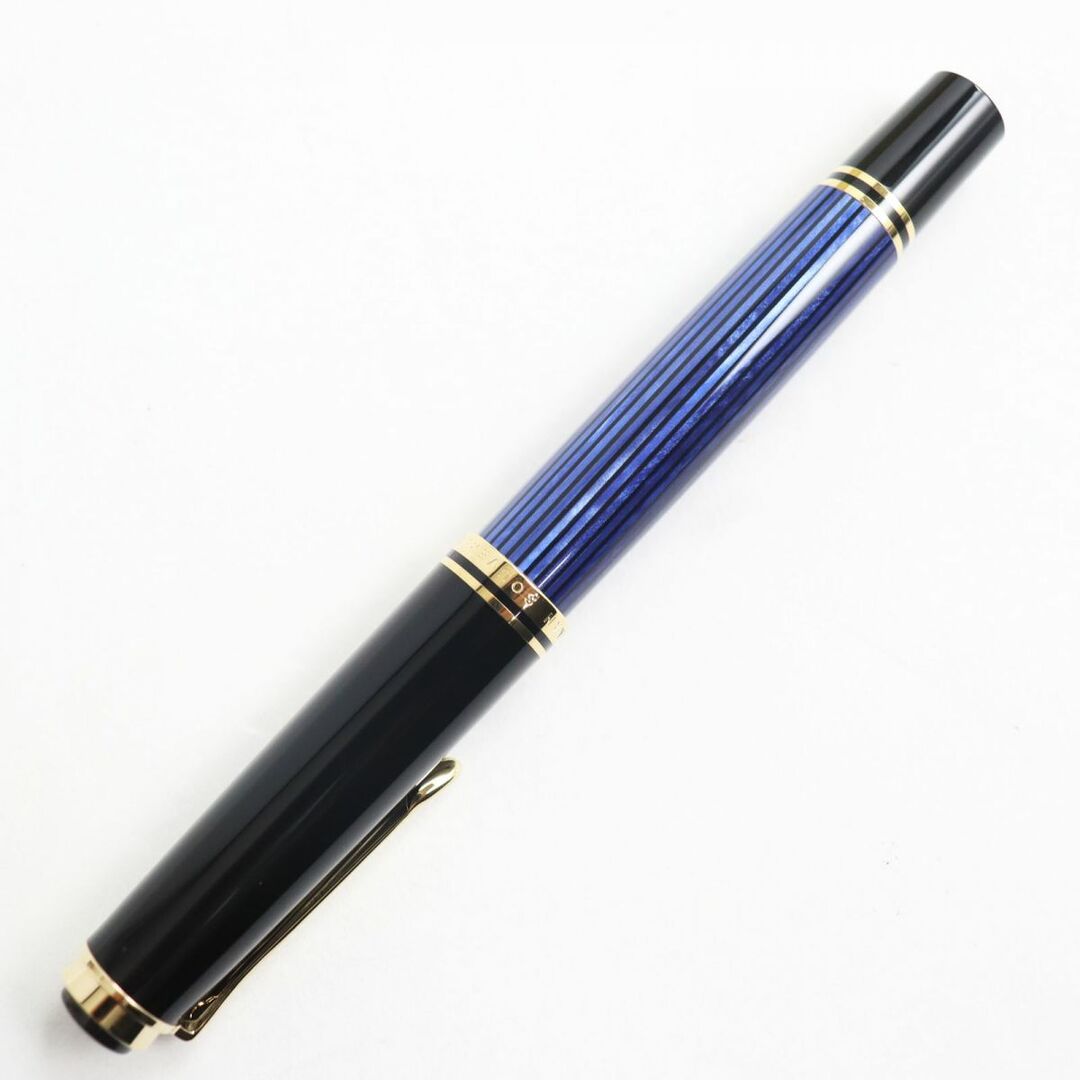 Pelikan(ペリカン)の極美品●Pelikan ペリカン M600 スーベレーン ペン先14K EFニブ 吸引式 万年筆 ブルー×ブラック×ゴールド 箱/インク付き インテリア/住まい/日用品の文房具(ペン/マーカー)の商品写真