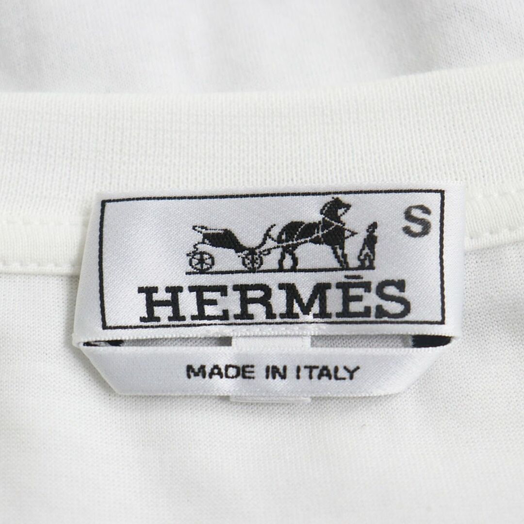 Hermes(エルメス)の極美品●2020年製 HERMES エルメス シルク切り替え プリント 半袖Tシャツ/カットソー ホワイト×グレー系 M イタリア製 正規品 メンズ メンズのトップス(Tシャツ/カットソー(半袖/袖なし))の商品写真