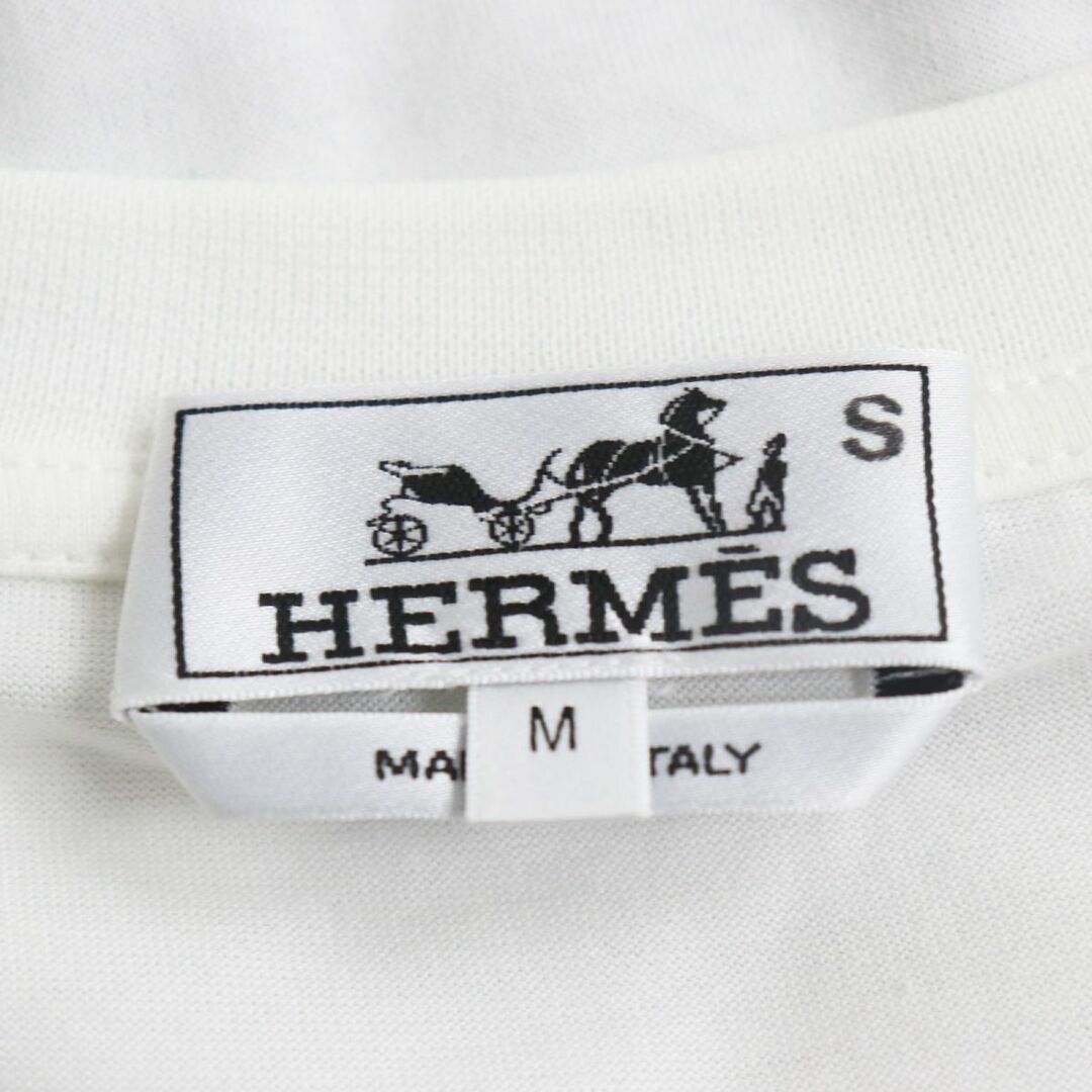 Hermes(エルメス)の極美品●2020年製 HERMES エルメス シルク切り替え プリント 半袖Tシャツ/カットソー ホワイト×グレー系 M イタリア製 正規品 メンズ メンズのトップス(Tシャツ/カットソー(半袖/袖なし))の商品写真