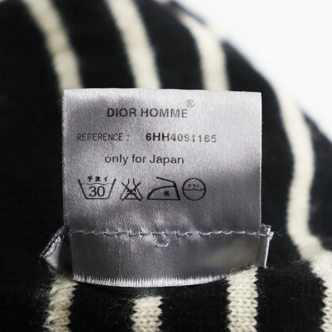 DIOR HOMME(ディオールオム)の美品●2006年 Dior HOMME エディ期 6HH4091165 カシミヤ100％ ボーダー柄 ニットキャップ/ニット帽/ビーニー アイボリー×ブラック 伊製 メンズの帽子(ニット帽/ビーニー)の商品写真