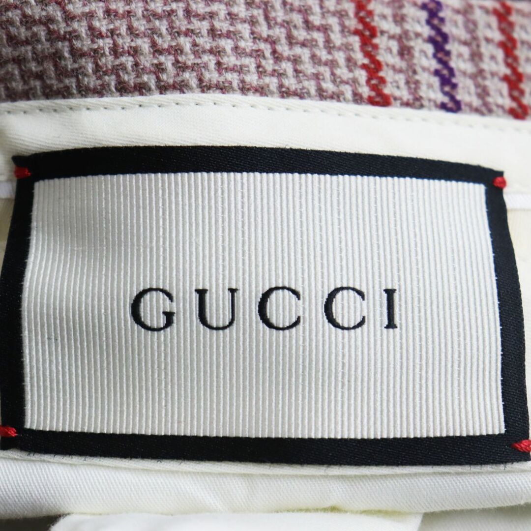 Gucci(グッチ)の極美品●GUCCI グッチ 407247 ウール×カシミヤ チェック柄 スラックス/トラウザーパンツ 46 ピンク系 イタリア製 正規品 メンズ メンズのパンツ(スラックス)の商品写真