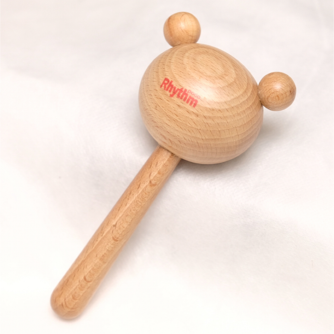 【ほぼ未使用】リズムポコ ベアラトル  知育玩具 木製マラカス クマ キッズ/ベビー/マタニティのおもちゃ(がらがら/ラトル)の商品写真