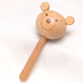 【ほぼ未使用】リズムポコ ベアラトル  知育玩具 木製マラカス クマ(がらがら/ラトル)
