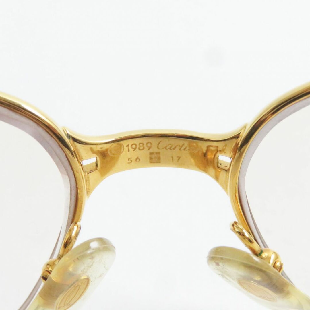 Cartier(カルティエ)の美品●Cartier カルティエ マイヨン パンテール ロゴ入り 度入り メガネ/アイウェア ゴールド×ボルドー 56□17 135 フランス製 メンズのファッション小物(サングラス/メガネ)の商品写真