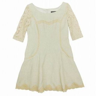 ジルスチュアート(JILLSTUART)の美品 ジルスチュアート JILL STUART ツイード レース ワンピース 2(ひざ丈ワンピース)