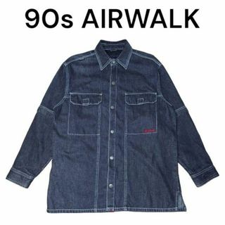 エアウォーク(AIRWALK)の90s AIRWALK　ブラックデニムシャツ　古着　エアウォーク　ロゴ刺繍(シャツ)