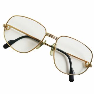 カルティエ(Cartier)の良品●Cartier カルティエ トリニティ 度入り ロゴ入り メガネ/アイウェア 56□16 130 ブラック×ゴールド×シルバー フランス製(サングラス/メガネ)