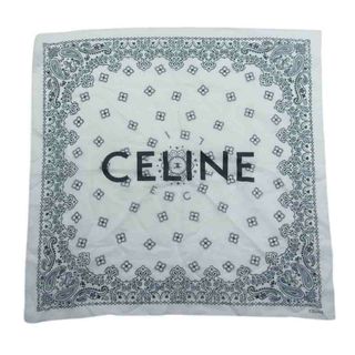 celine - CELINE セリーヌ ロゴ プリント バンダナ ハンカチ ホワイト系【中古】