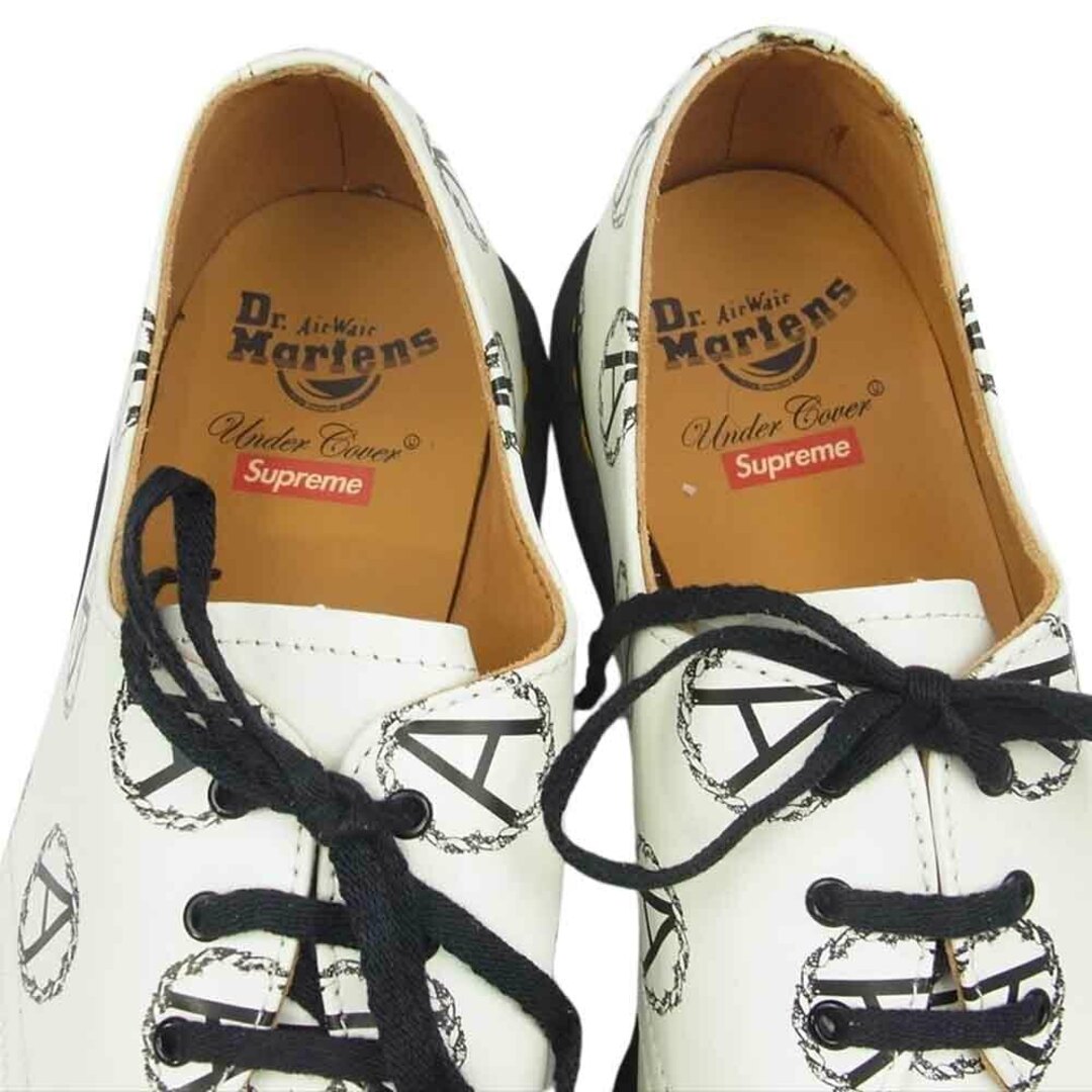 Supreme(シュプリーム)のSupreme シュプリーム その他靴 × UNDER COVER アンダーカバー × Dr.Martens ドクターマーチン 16AW Anarchy 3-Eye Shoe 3アイレット 3ホール シューズ ブーツ  ホワイト系 ブラック系 UK10【新古品】【未使用】【中古】 メンズの靴/シューズ(その他)の商品写真