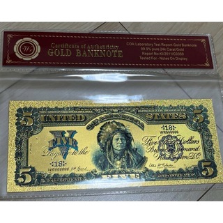 24Kゴールド1899年インド総統紙幣　鑑定書付き(貨幣)