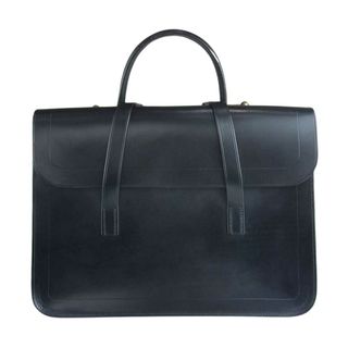 ラザフォード Rutherfords 英国製 Music Bag ミュージックバッグ ブライドルレザー ブリーフ バッグ ブラック系【中古】(ハンドバッグ)