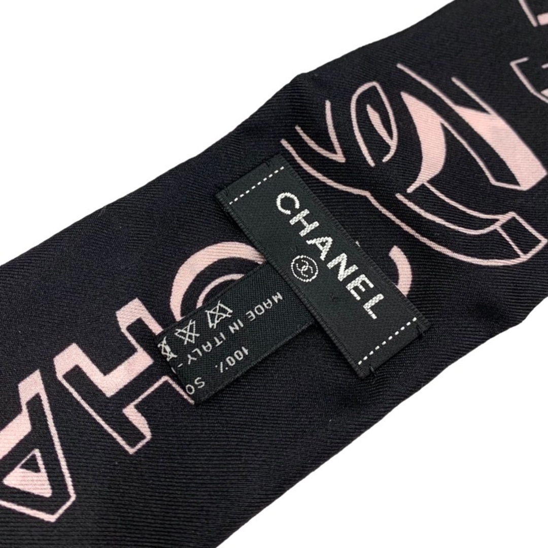 CHANEL(シャネル)のシャネル CHANEL スカーフ ヘアバンド ココマーク シルク ブラック ピンク レディースのヘアアクセサリー(ヘアバンド)の商品写真