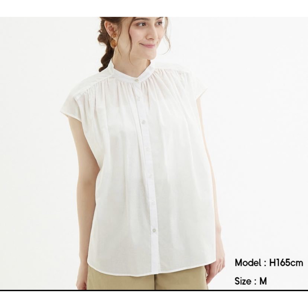 GU(ジーユー)のGU ボリュームギャザーブラウス(半袖) ホワイト レディースのトップス(シャツ/ブラウス(半袖/袖なし))の商品写真