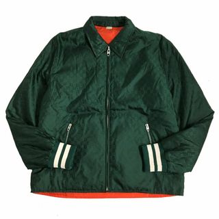 グッチ(Gucci)の極美品□21AW GUCCI/グッチ 654831 GGナイロン ジャカード 中綿入り リバーシブル ブルゾンジャケット 緑×オレンジ 46 イタリア製 正規品(その他)