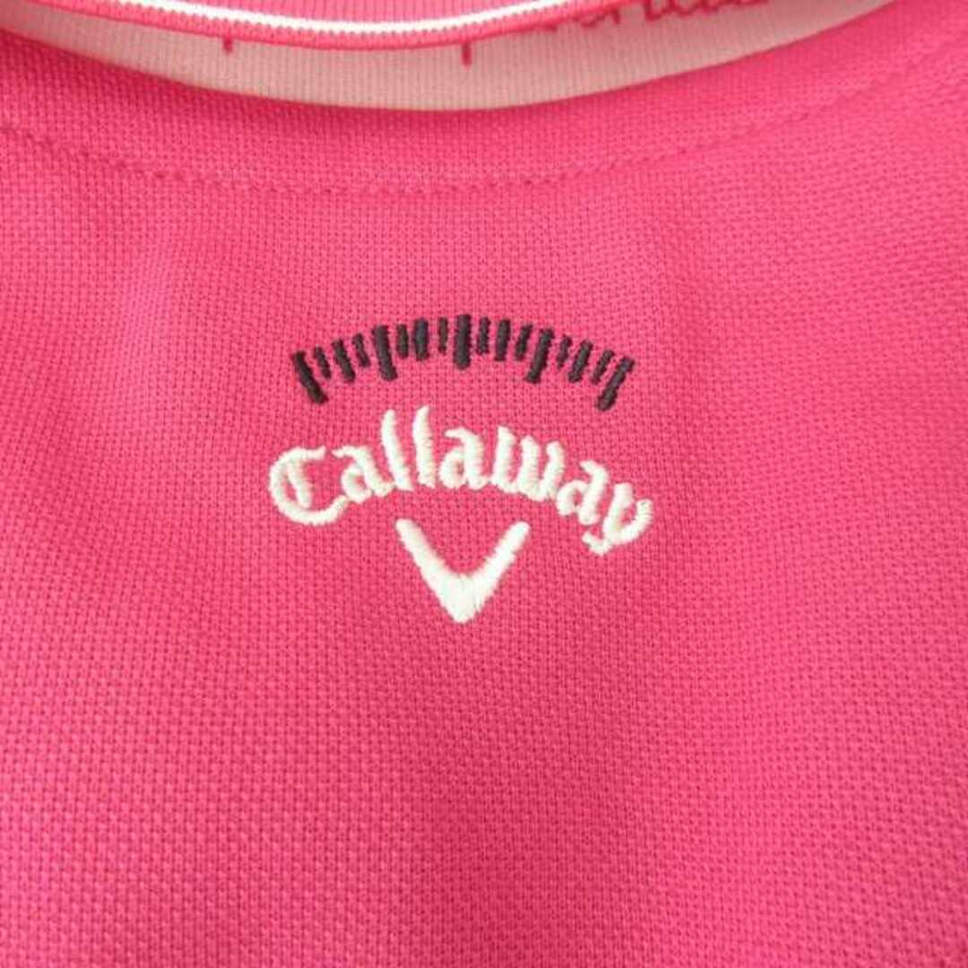 Callaway(キャロウェイ)のキャロウェイ タグ付 鹿の子 ポロシャツ ロゴ 刺繍 コットン 半袖 ピンク S レディースのトップス(ポロシャツ)の商品写真