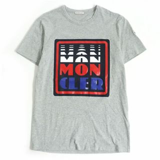 モンクレール(MONCLER)の美品□20SS MONCLER/モンクレール MAGLIA T-SHIRT ロゴワッペン/プリント コットン100％ クルーネック 半袖Tシャツ グレー M 正規品(Tシャツ/カットソー(半袖/袖なし))