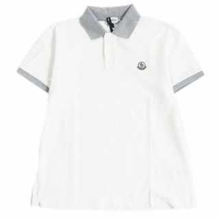 モンクレール(MONCLER)の未使用品□MONCLER/モンクレール MAGLIA POLO MANICA CORTA ロゴワッペン シェルボタン コットン 半袖ポロシャツ ホワイト/グレー S 正規品(ポロシャツ)