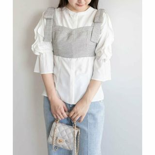 ランダ(RANDA)の【WHITE】ブラウスセットリボンビスチェ(シャツ/ブラウス(長袖/七分))