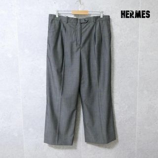 エルメス(Hermes)の美品 HERMES タック センタープレス ストレート パンツ スラックス(カジュアルパンツ)