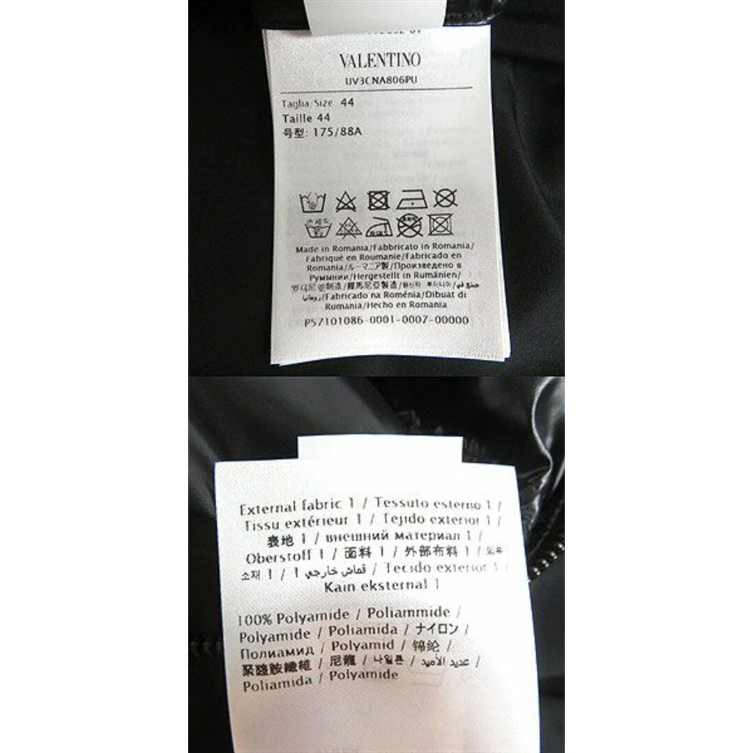 VALENTINO(ヴァレンティノ)の極美品□VALENTINO/ヴァレンティノ バックVLTNロゴプリント WZIP フード入り ダウンジャケット ブラック 44 正規品 ハンガー付き メンズ◎ メンズのジャケット/アウター(ダウンジャケット)の商品写真