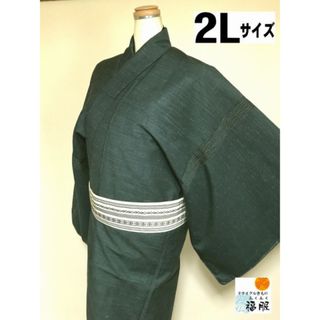 【中古】ウール 男物 グレー地に霞文様 単衣 裄74.5 2Lサイズ リメイク【福服特製】(着物)