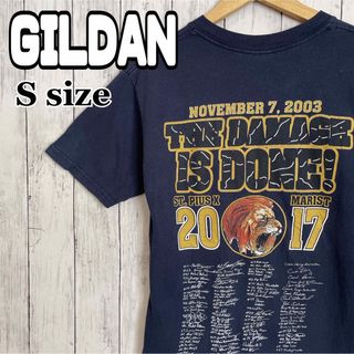 ギルタン(GILDAN)のGILDAN ギルダン バックプリント アニマル tシャツ ネイビー 海外古着(Tシャツ/カットソー(半袖/袖なし))