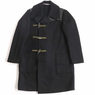 ポールスミス(Paul Smith)の美品◆Paul Smith ポールスミス アシンメトリー 水牛トグルボタン レザー使い ダッフルコート ブラック L メンズ 正規品(ダッフルコート)