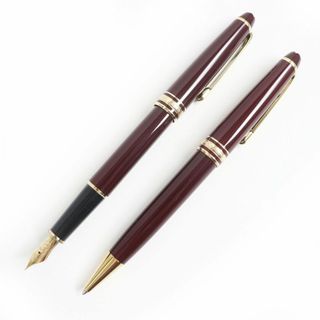 モンブラン(MONTBLANC)の美品□MONTBLANC/モンブラン マイスターシュテュック ペン先14K EFニブ 万年筆/ボールペン 二本セット ボルドー×ゴールド ドイツ製 筆記◎(ペン/マーカー)